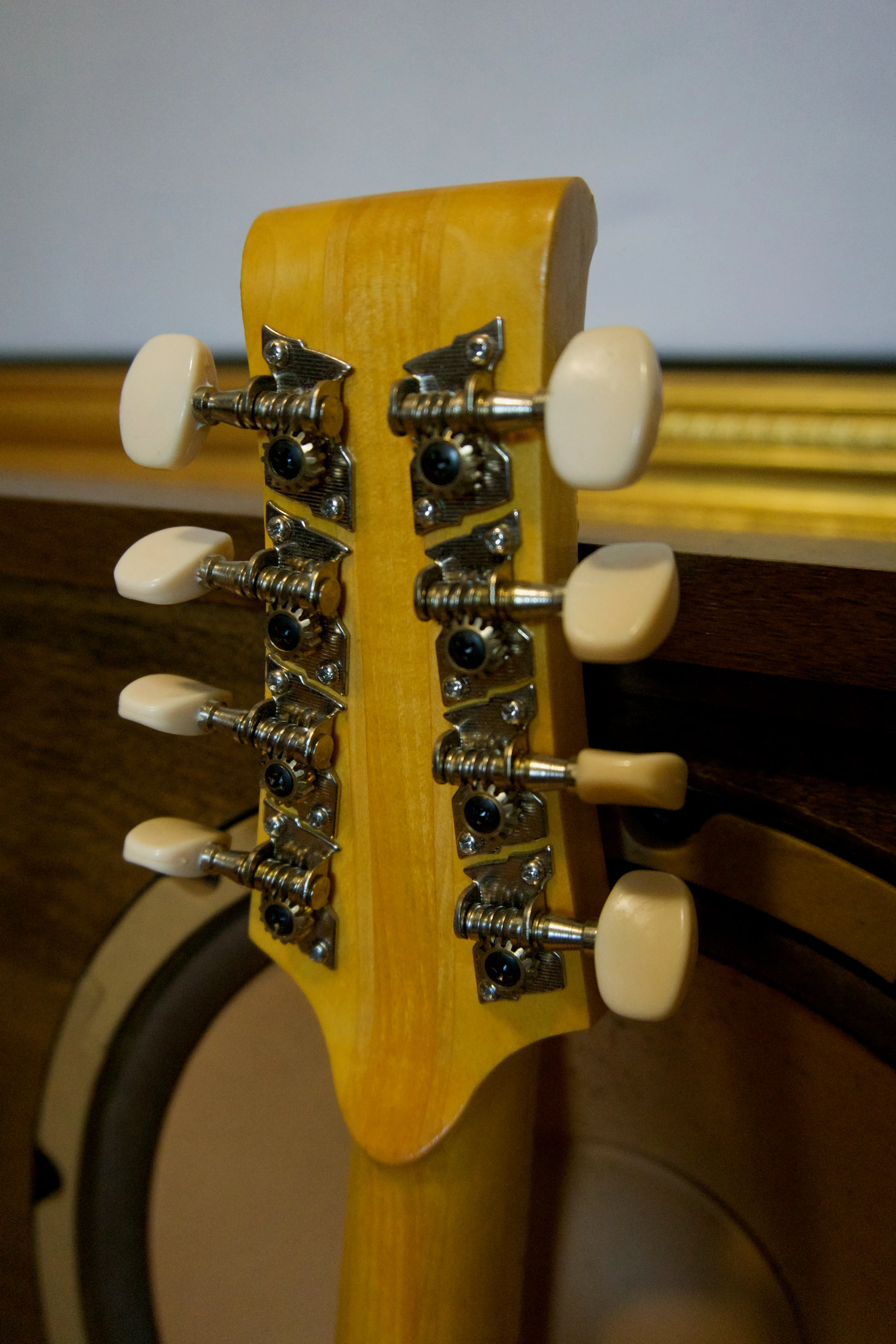 Basswood electric mandolin headstock (back)
