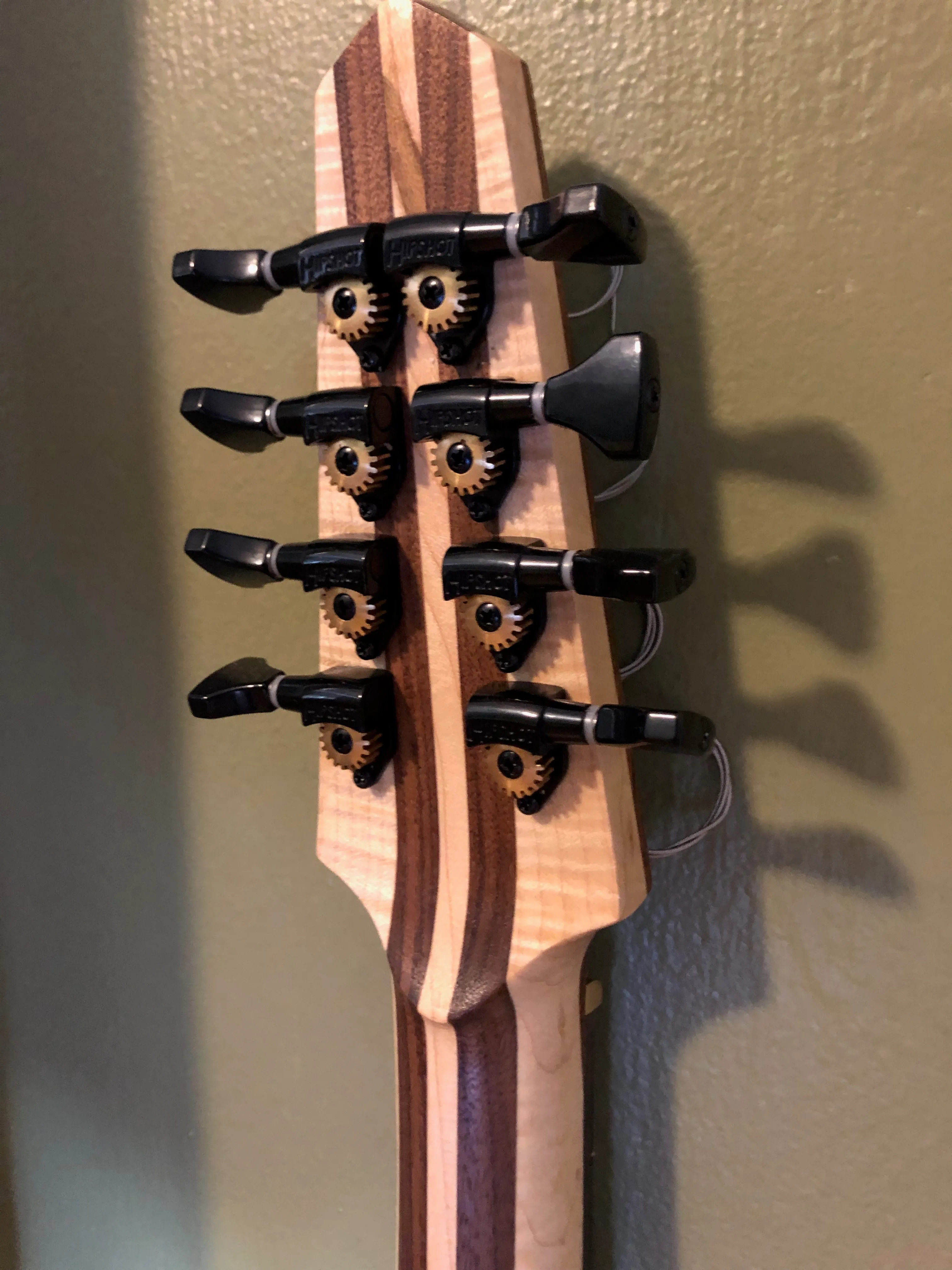 Octave mandolin, back of headstock