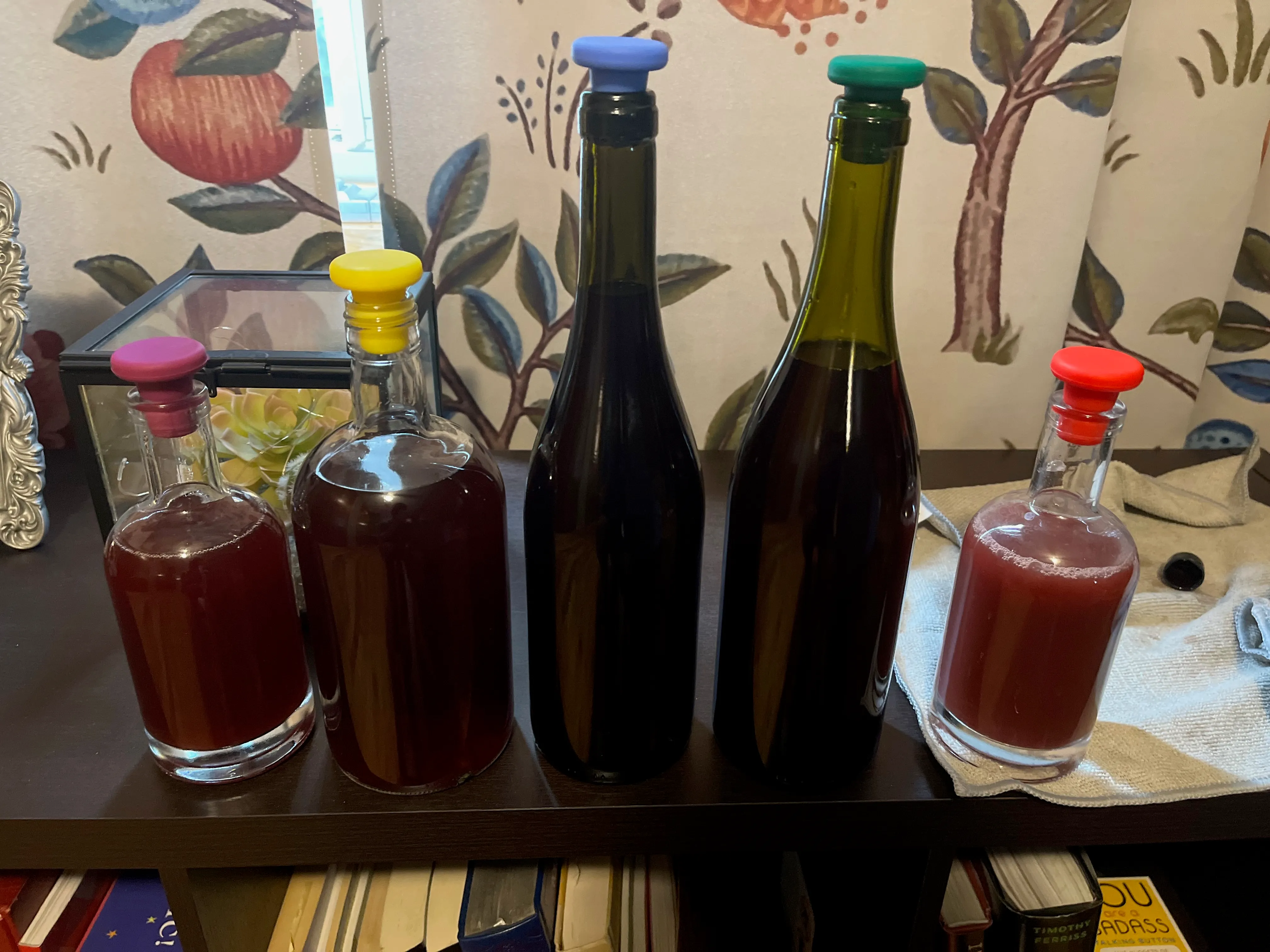 Five bottles of wine